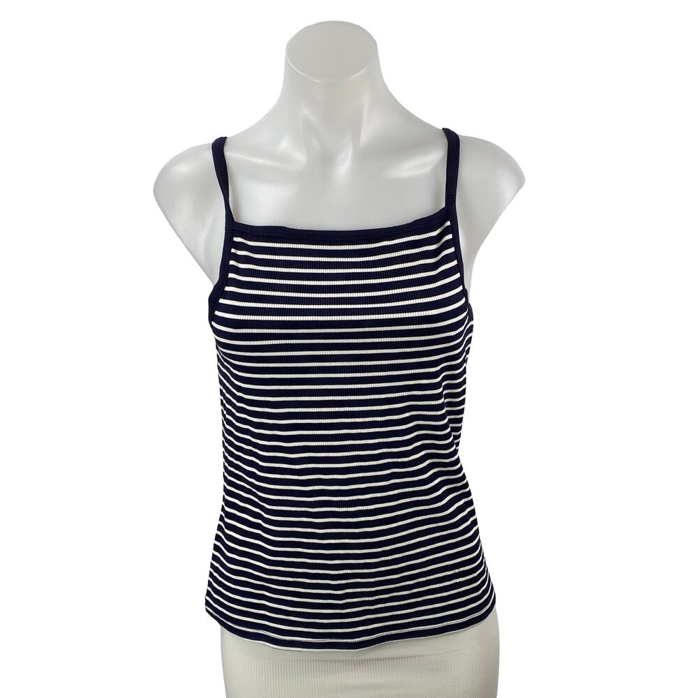 Philosophy Women's Blue White Stripe Square Neck Sleeveless Camisole Tank Top M